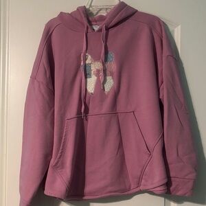 Time and Tru Pink Hoodie with Boutique Bow Appliqué